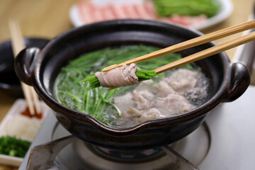 white water snowflake stems and pork belly shabu-shabu