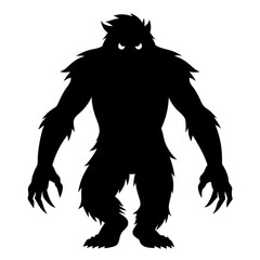 Silhouette vector art illustration of a Bigfoot