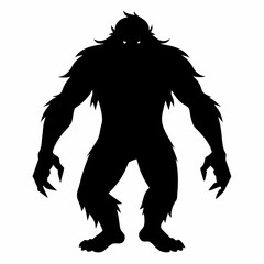 Silhouette vector art illustration of a Bigfoot