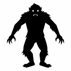 Silhouette vector art illustration of a Bigfoot