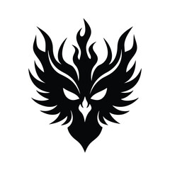 phoenix face flames vector art silhouette