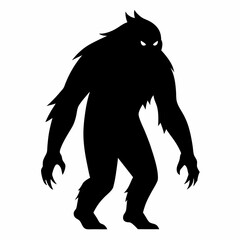 Silhouette vector art illustration of a Bigfoot