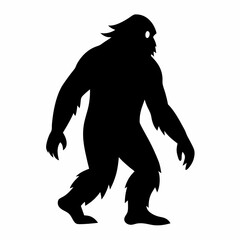 Silhouette vector art illustration of a Bigfoot