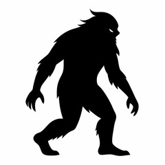 Silhouette vector art illustration of a Bigfoot