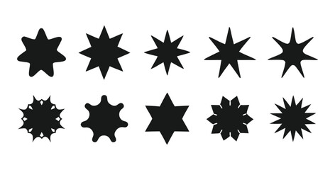 Premium Black Star Icons Distinct Shapes for Creative Projects