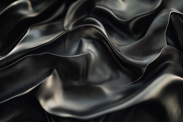 Obraz premium Satin fabrics with soft waves in black