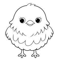 chick coloring page for kids, cute baby bird with fluffy feathers, easter, spring theme, ready to print on standard A4 paper at 300 dpi for high-quality coloring.  standard 8.5x11 inch paper

