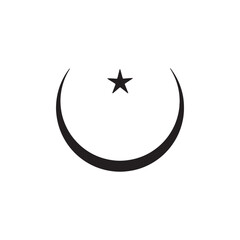 Crescent Moon and Star Islamic Symbol Vector