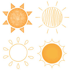 sun icon illustration, sun doodle  