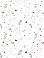 Seamless pattern with pink flowers