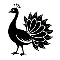 Elegant Peacock Silhouette Vector Art