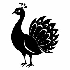 Elegant Peacock Silhouette Vector Art