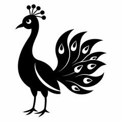 Fototapeta premium Elegant Peacock Silhouette Vector Art