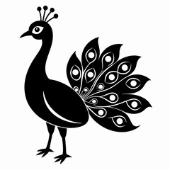 Elegant Peacock Silhouette Vector Art