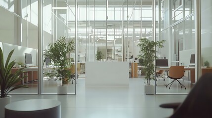 Fototapeta premium Interior view office plants wallpaper