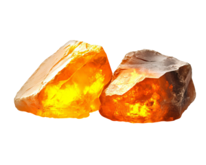 Two large, glowing orange crystals on Png Format and Transparent Background