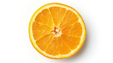 A ripe orange fruit sits on a white background