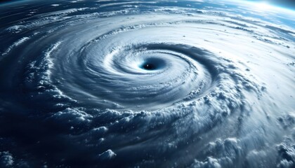 Aerial View of a Swirling Hurricane Approaching Land, Seen From Space