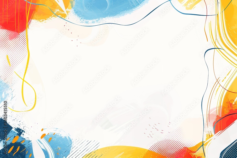 Poster abstract artwork featuring a vibrant and colorful display with various shapes and patterns