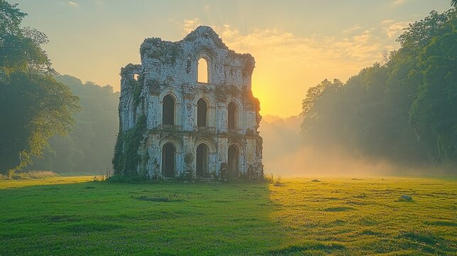 Sunrise at the Ruins of the Abbey of the Val-Dieu, Belgium