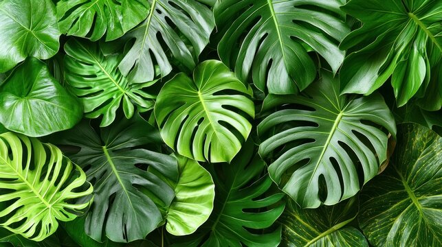 Lush Tropical Leaves Background: A Vibrant Green Paradise