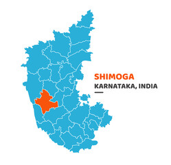 Shimoga District Map Illustration Vector Graphic on White Background
