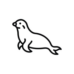 Minimalist Vector Illustration Of A Cute Seal Sea Animal Outline Style