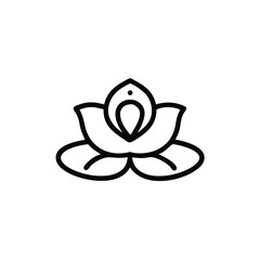 Elegant Lotus Flower Minimalist Outline Style Vector Illustration Design
