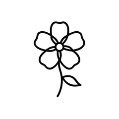 Simple Flower Line Art Illustration With Stem And Leaf Design For Floral Designs