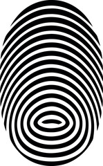 Obraz premium Abstract circular fingerprint pattern with alternating black and white lines creating an optical illusion vector silhouette line art Generative AI