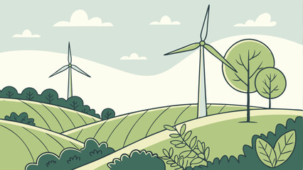 landscape with wind turbines