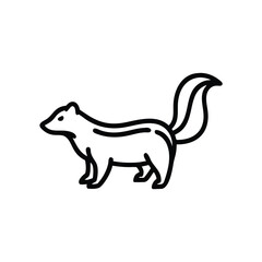 Skunk Outline Illustration Wild Animal Icon Design Black And White Silhouette Vector