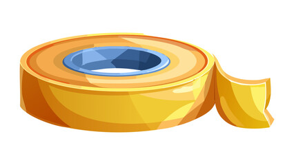 3D icon of scotch tape isolated on white background. Cartoon plastic style