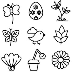 Set of  Minimalistic Spring Symbols - Simple Vector Icons