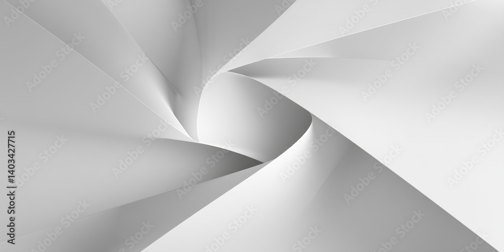 Poster Abstract image of swirling, light gray forms creating a vortex-like effect, showcasing a minimalist design ideal for a modern background or presentation