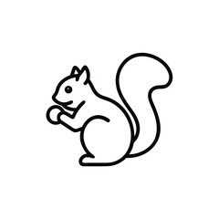 Squirrel Holding Nut Line Art Illustration Mammal Animal Wildlife Rodent Icon