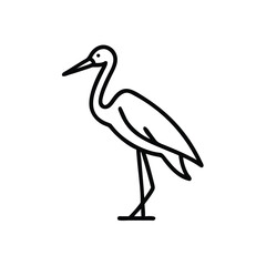 Naklejka premium Heron Bird Standing Wildlife Minimalist Line Art Illustration Simple Design Graphic