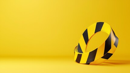 Caution Tape on Bright Yellow Background for Safety Awareness