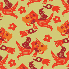 Background Batik Vector Animal Pattern Vector