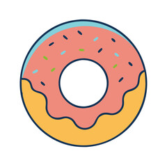 Delicious donut with pink frosting and colorful sprinkles vector illustration design art food