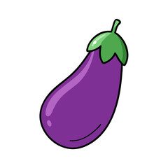 Isolated purple eggplant vector illustration for cooking recipe and healthy food design concept