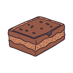 Isolated chocolate brownie dessert sweet treat vector illustration for bakery and cafe menu design