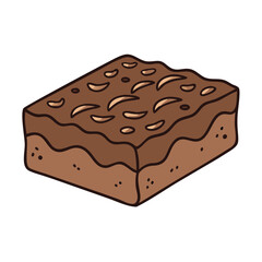 Delicious chocolate brownie dessert recipe illustration with nuts and fudge topping vector art
