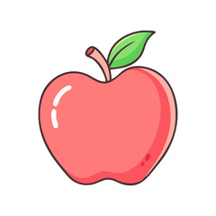 Illustration of a red apple with a green leaf for healthy eating and fruit themes design asset