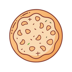 Delicious cartoon pizza illustration with pepperoni and herbs for food lovers design