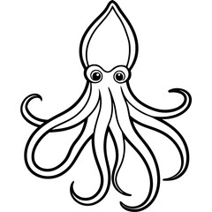 Elegant Squid Outline Illustration