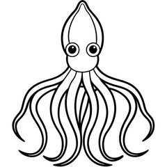 Elegant Squid Outline Illustration