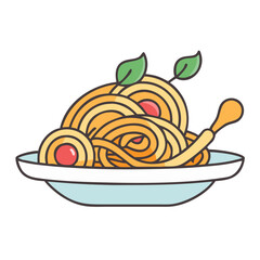 Delicious spaghetti with tomato sauce and basil leaves in a bowl italian food pasta dish 90