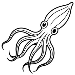 Elegant Squid Outline Illustration