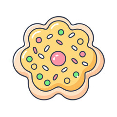 Delicious flower shaped cookie with sprinkles vector illustration design asset food item